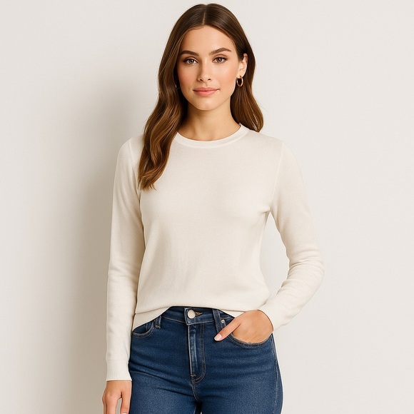 Sonia by Sonia Rykiel Ivory Silk Cashmere Sweater Size M Lightweight Layering - Picture 1 of 4